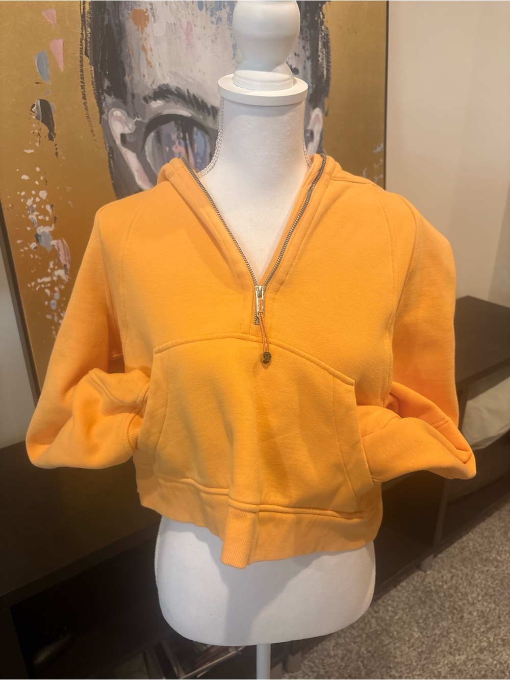 lululemon athletica Cropped Half-Zip Hoodie in Bright Orange Scuba Orange dream